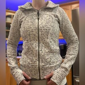 Lululemon Athletica Scuba Hoodie II Manifesto Black Script Ghost Size 4